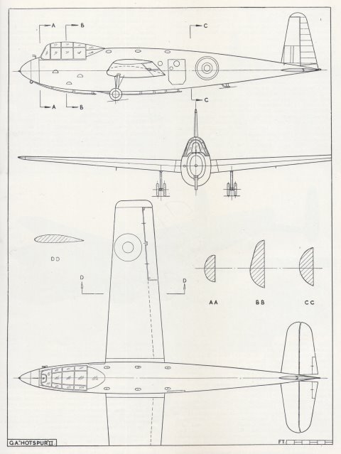 GAL Hotspur II drawing by Harry J Cooper, Aircraft of the fighting powers, vol.III, 1942